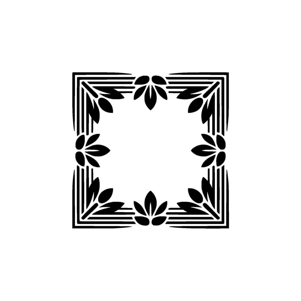 Black Floral Border Frame, Minimalist Element on Light Backdrop vector