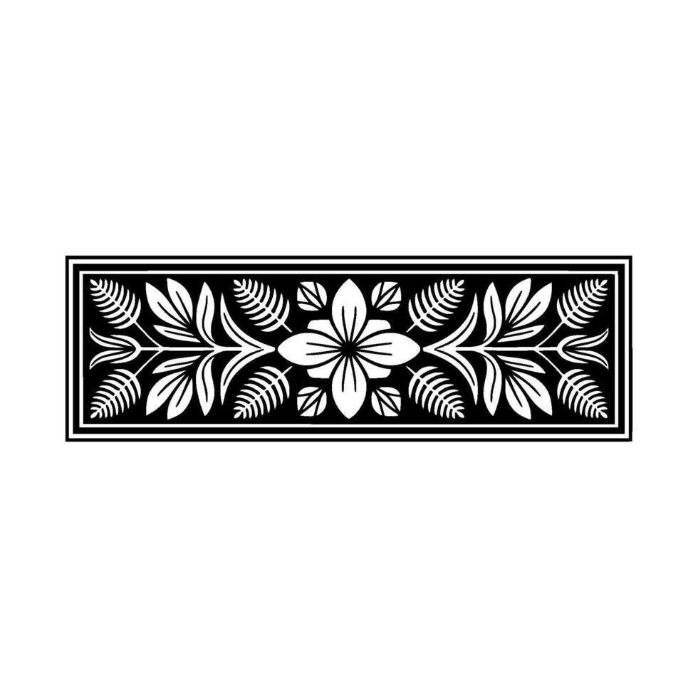 Elegant Floral Border in Black White, Decorative Element, Ornament vector