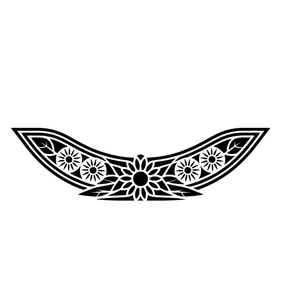 Black Floral, Symmetrical Decorative on White vector