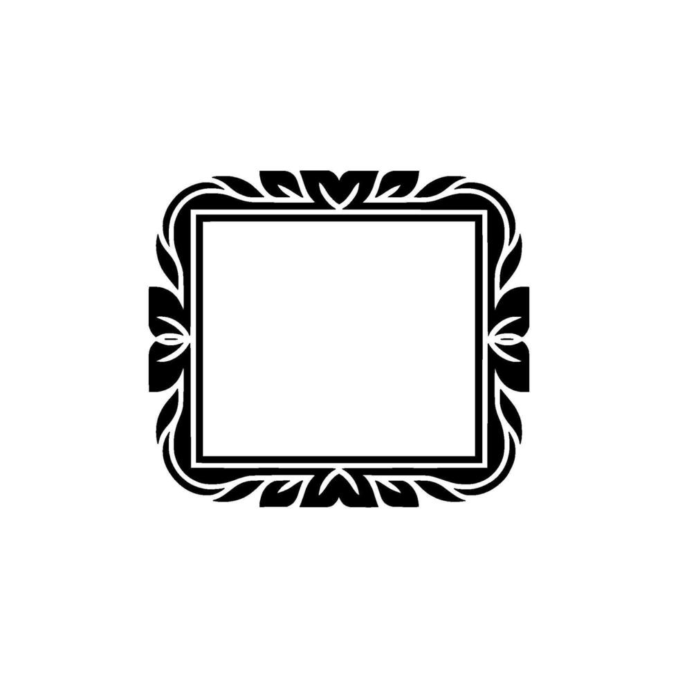 Elegant Decorative Frame with Leaves, Minimalist Black White vector