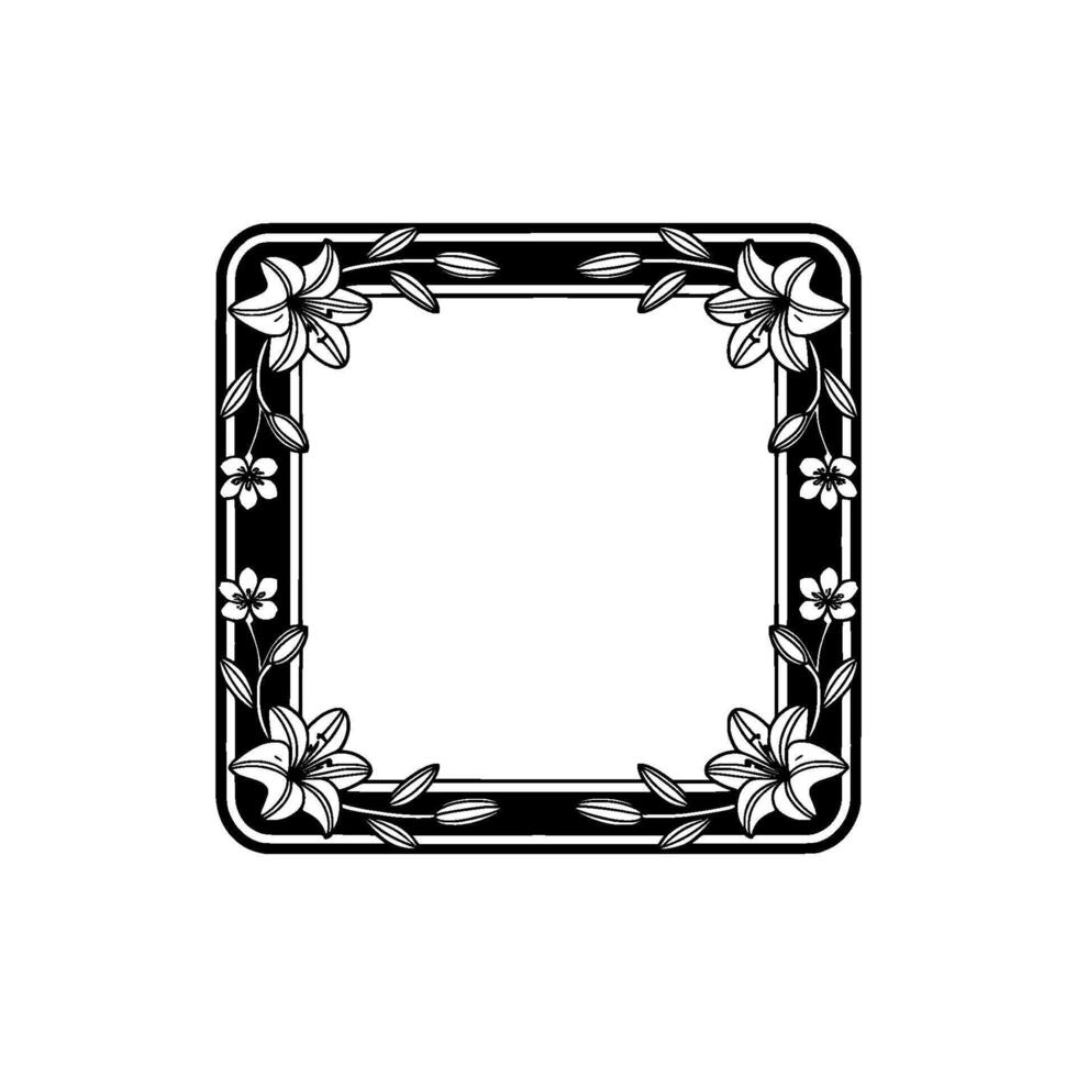 Elegant Floral Frame, Black and White, Blank Space vector