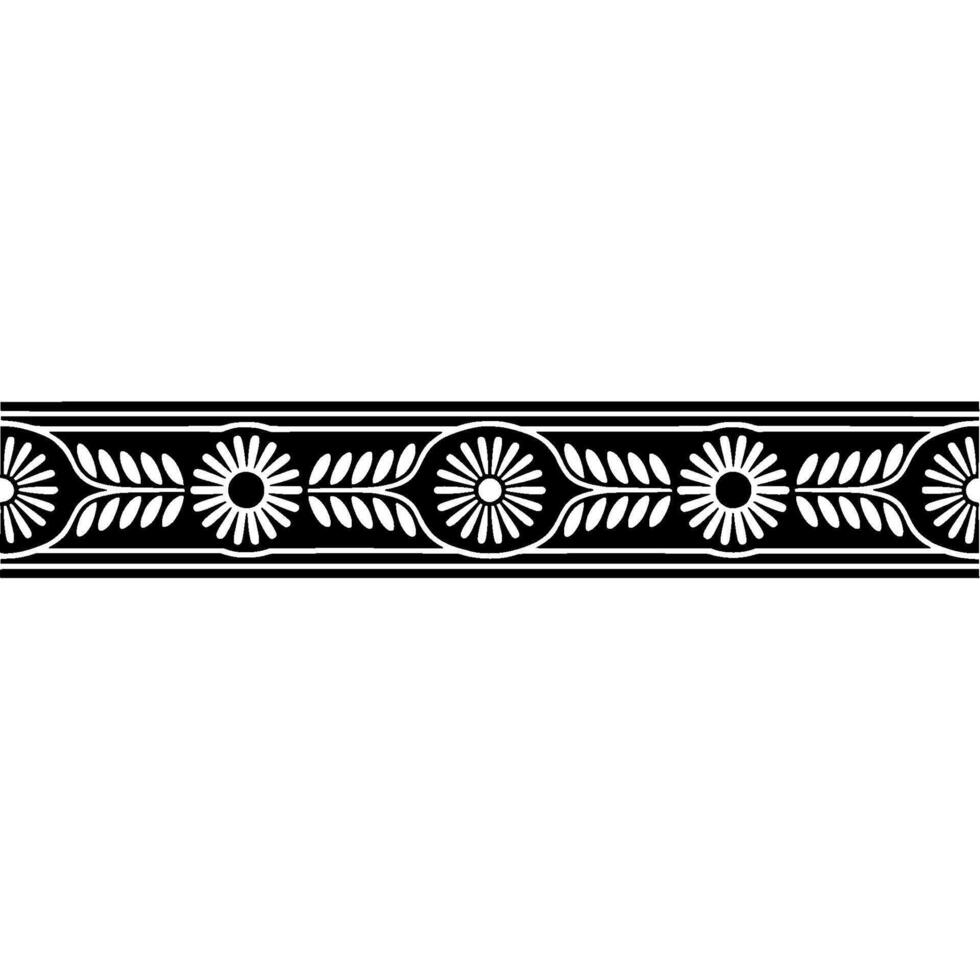 Floral Border Ornament Monochrome, Decorative Pattern vector