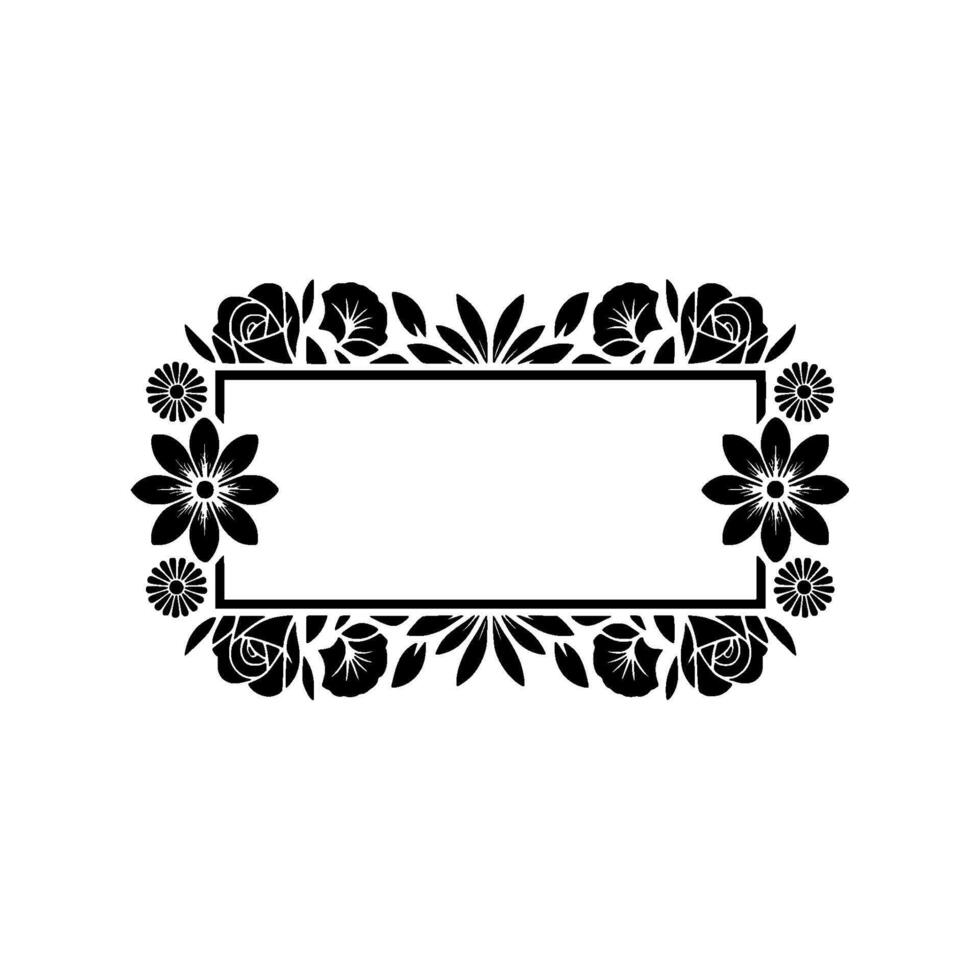 Floral Frame, Black and White, Minimalist, Decorative Element vector