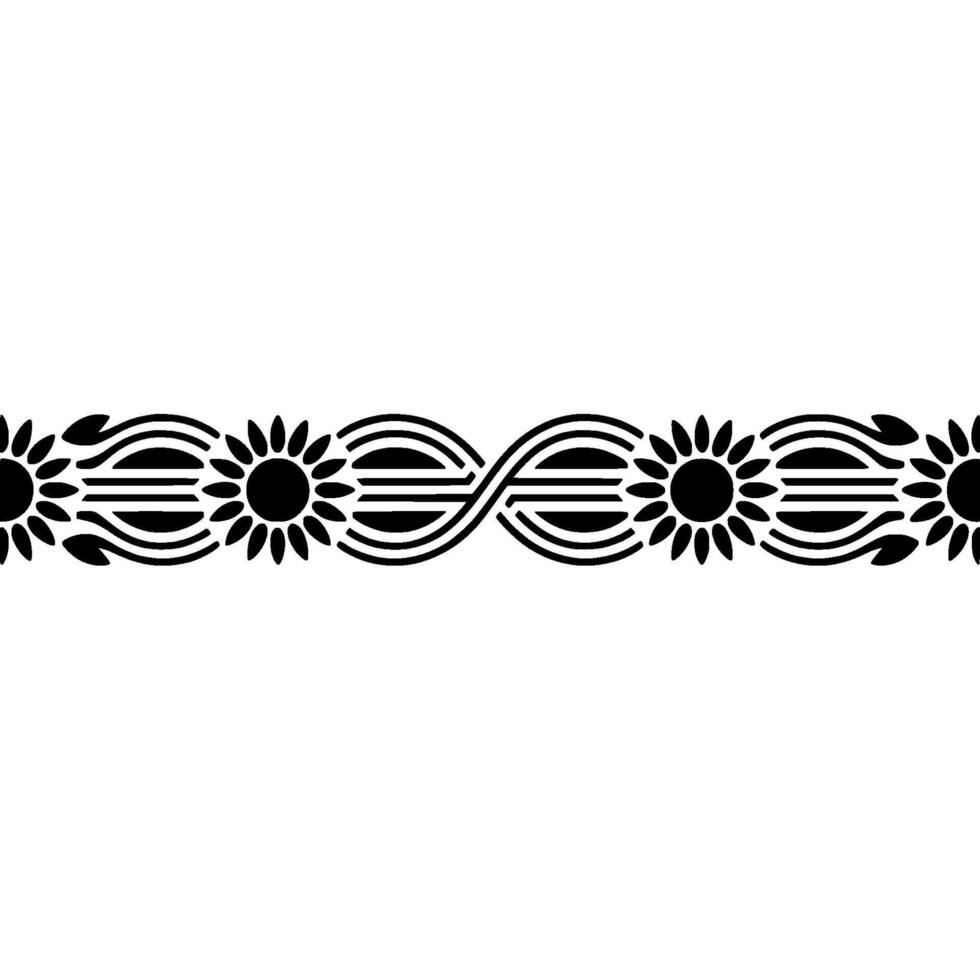 Minimalist Floral Border Black White Repeating Pattern vector