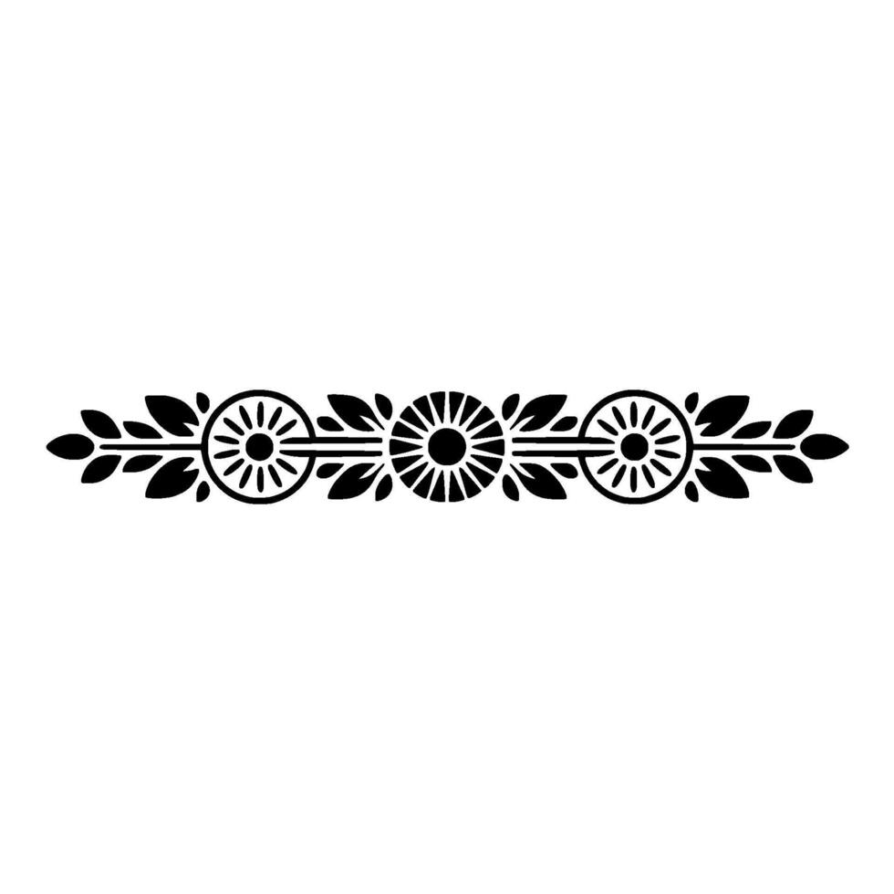 Decorative Floral Border Element in Black on White - Ornament vector