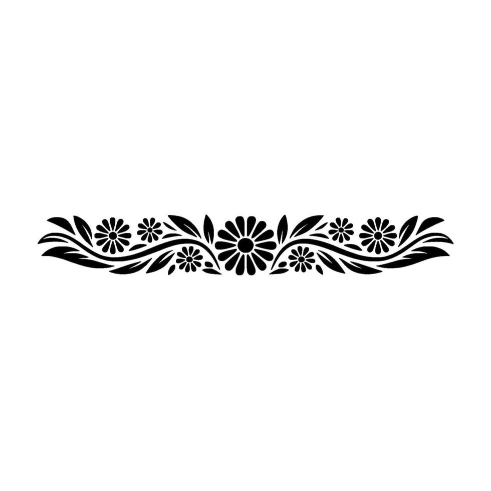 Floral Border, Black and White Ornament, Decorative Element vector