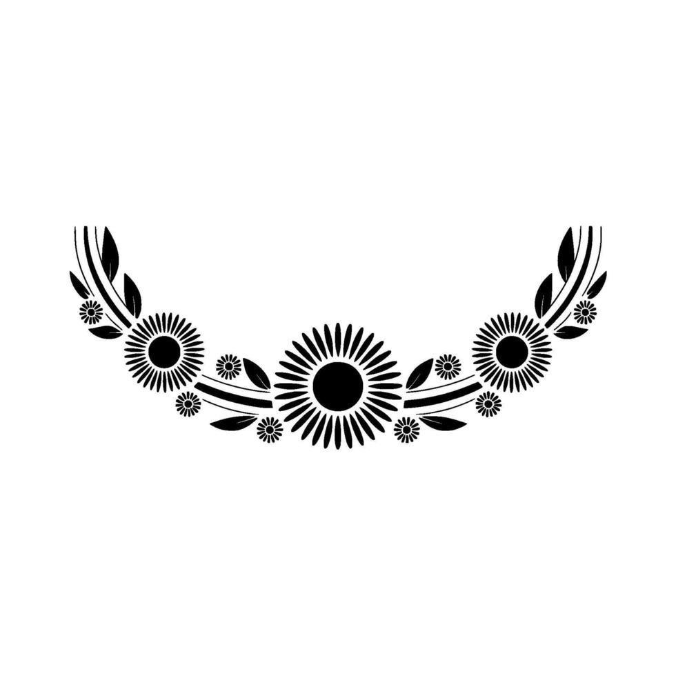 Elegant Floral Crest Silhouette in Black on White vector
