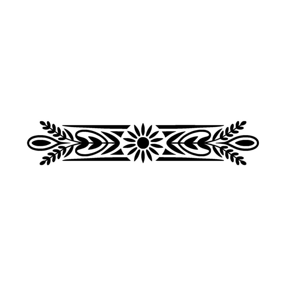 Elegant Black Floral Divider on White, Decorative Element vector