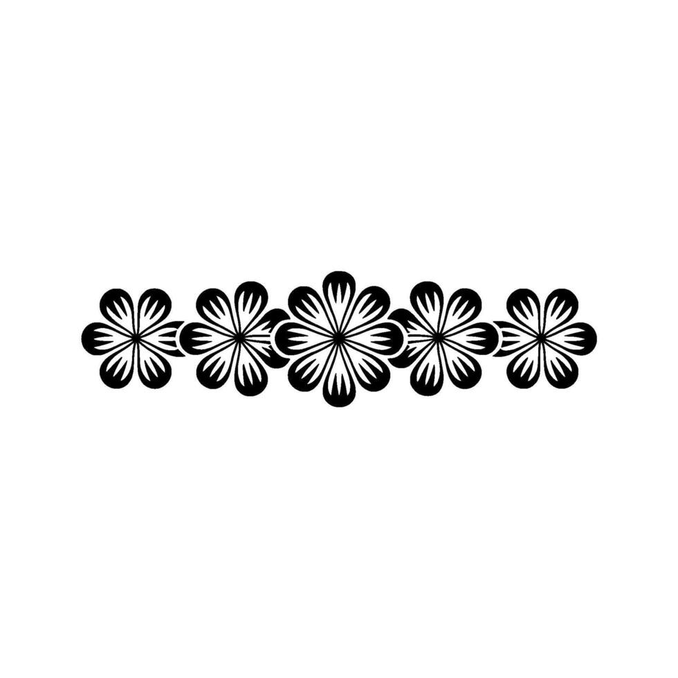 Simple Black Floral Border on White Background - Minimalist vector