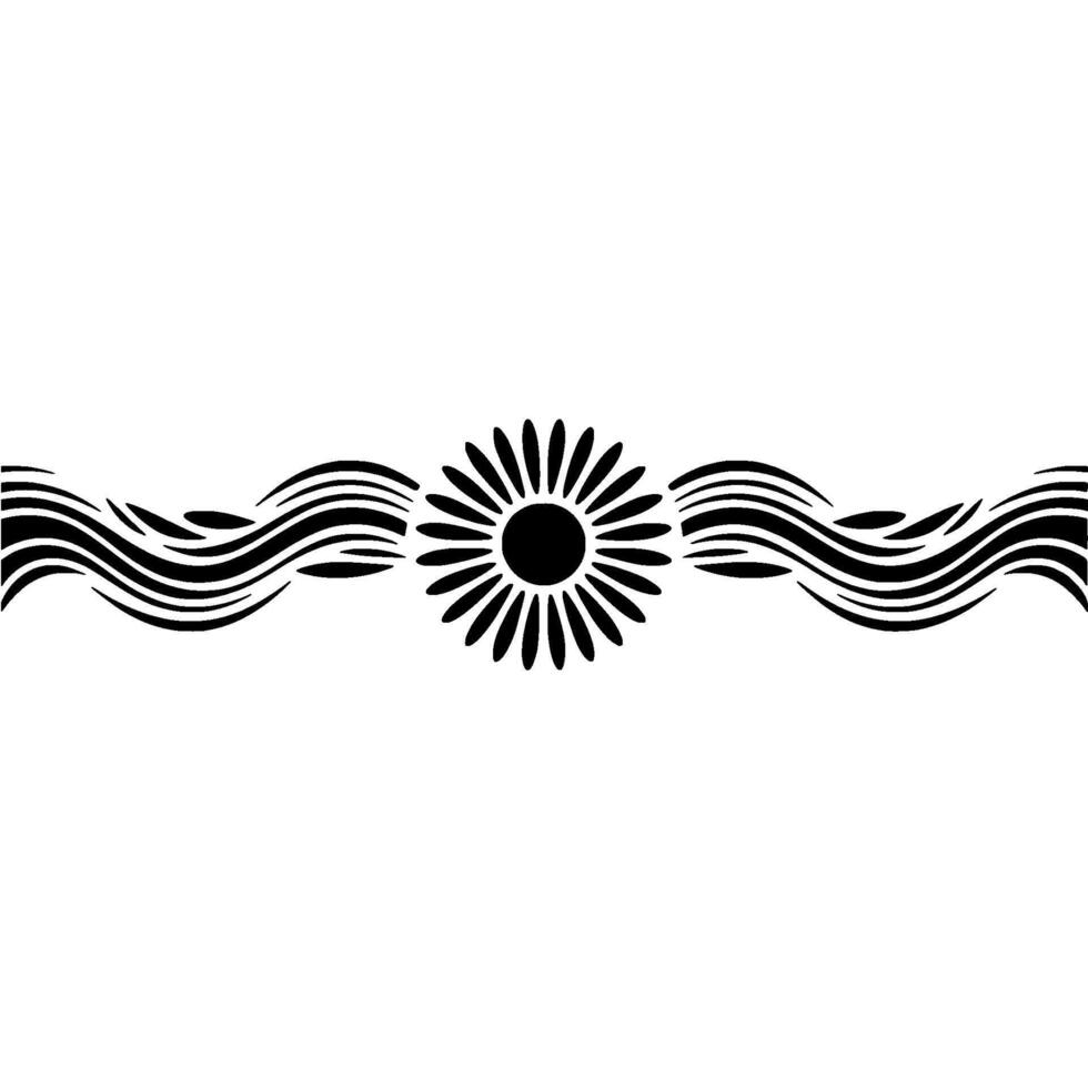 Minimalist Daisy Wave Border, Monochrome, Element vector
