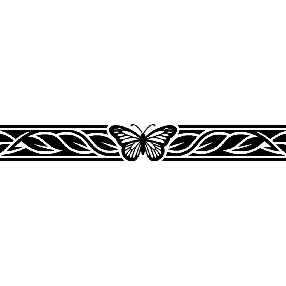Butterfly Border Elegant Monochromatic Floral vector