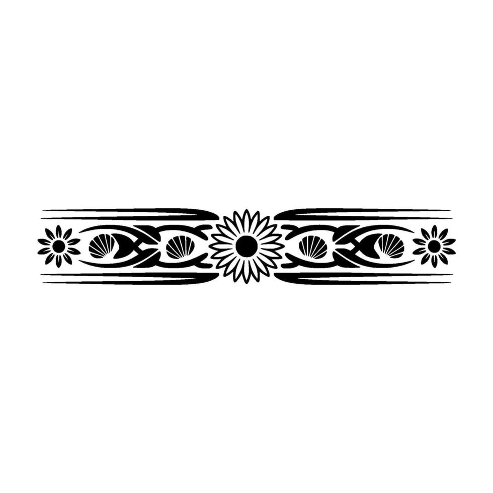 Decorative Black Floral Border on White Background - Flowers vector