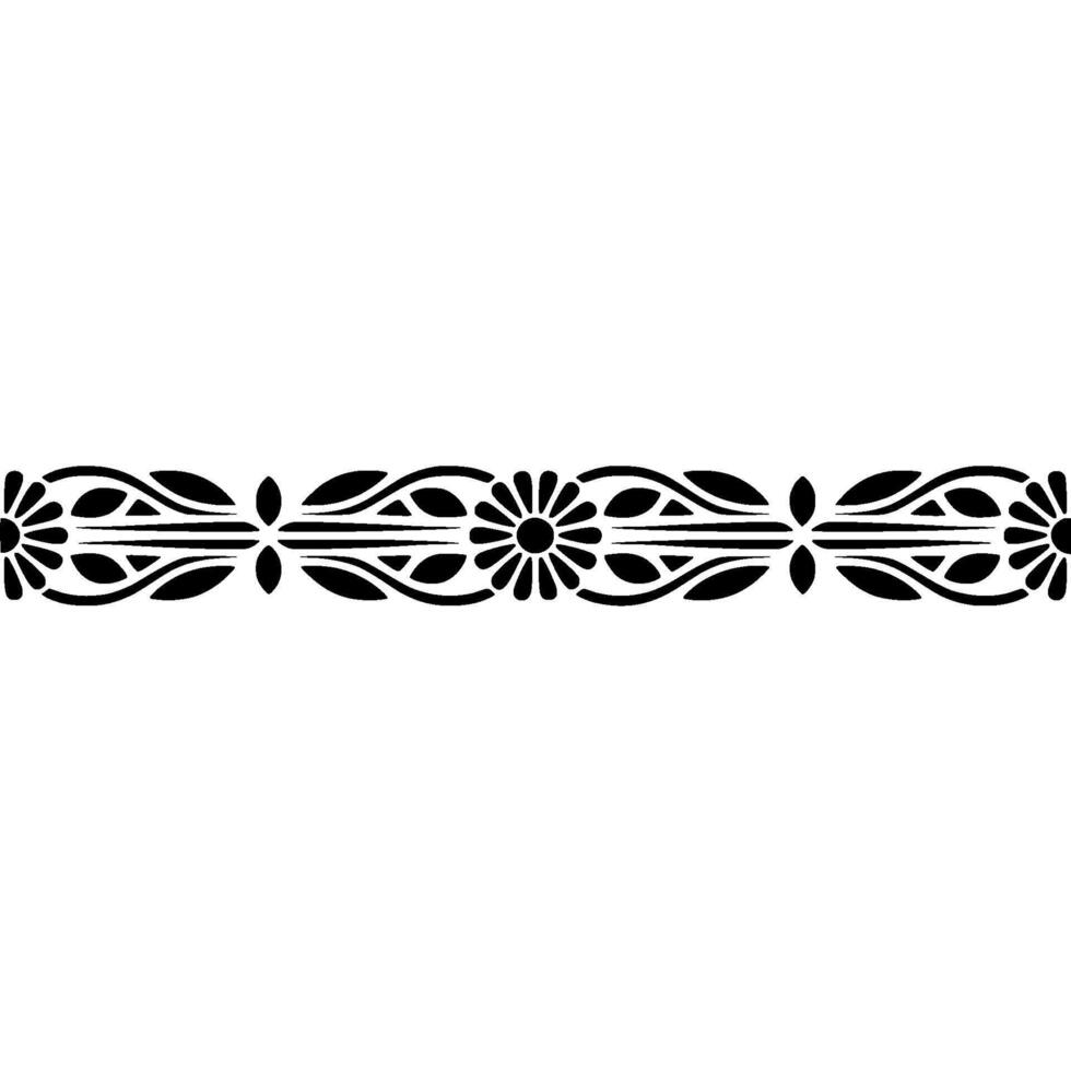 Elegant Black Floral Border Element on White Background, Decorative vector