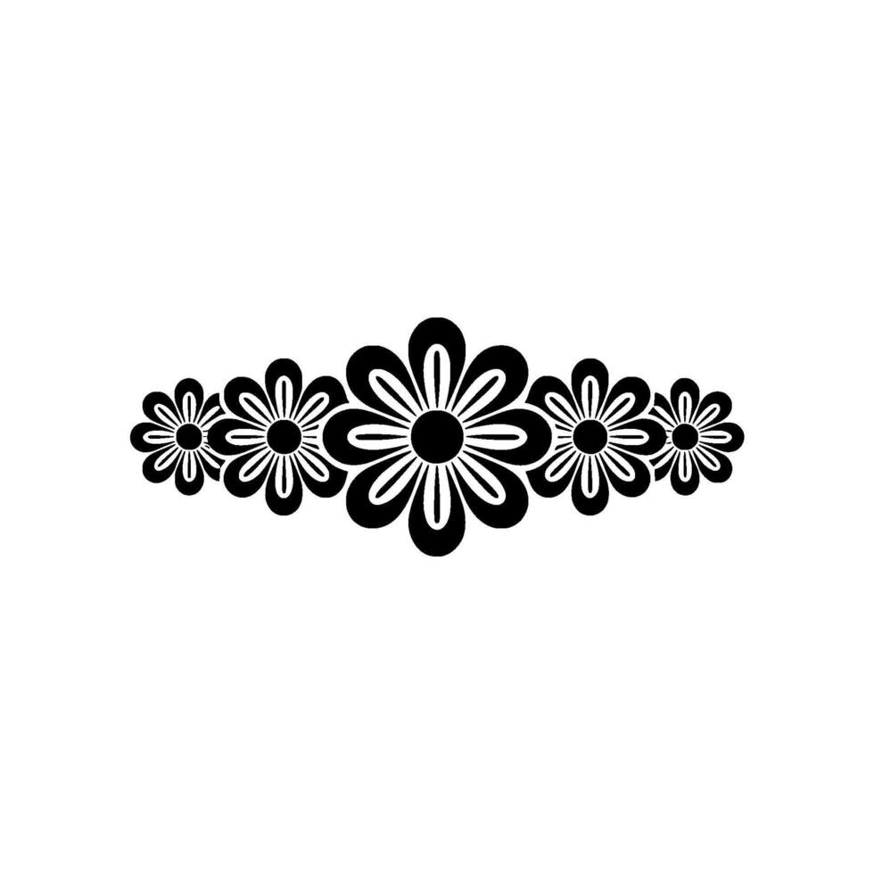 Black Flower Border on White Background Simple, Elegant Floral vector