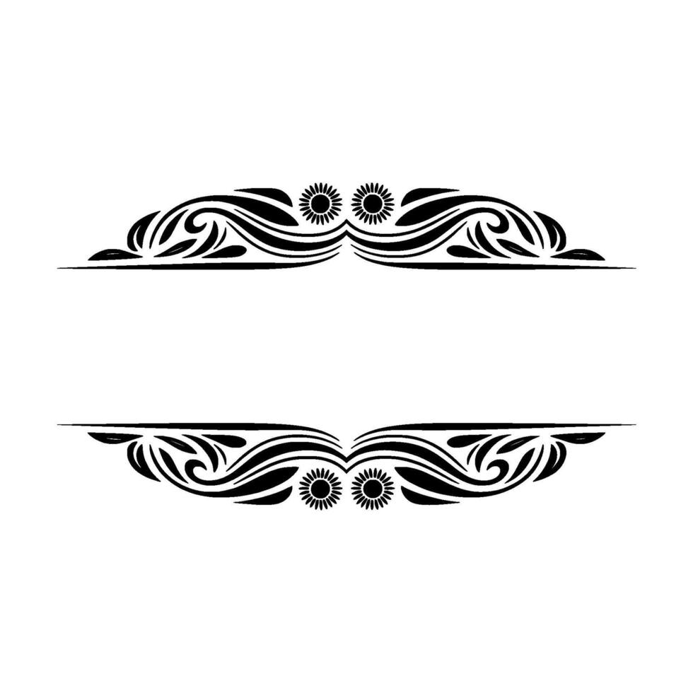 Decorative Floral Frame Elements, Black and White vector