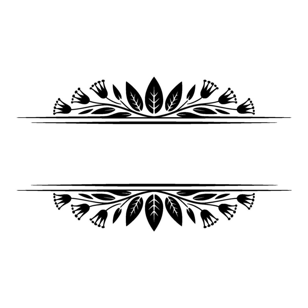 Floral Frame Ornament Minimalist Black and White Element vector