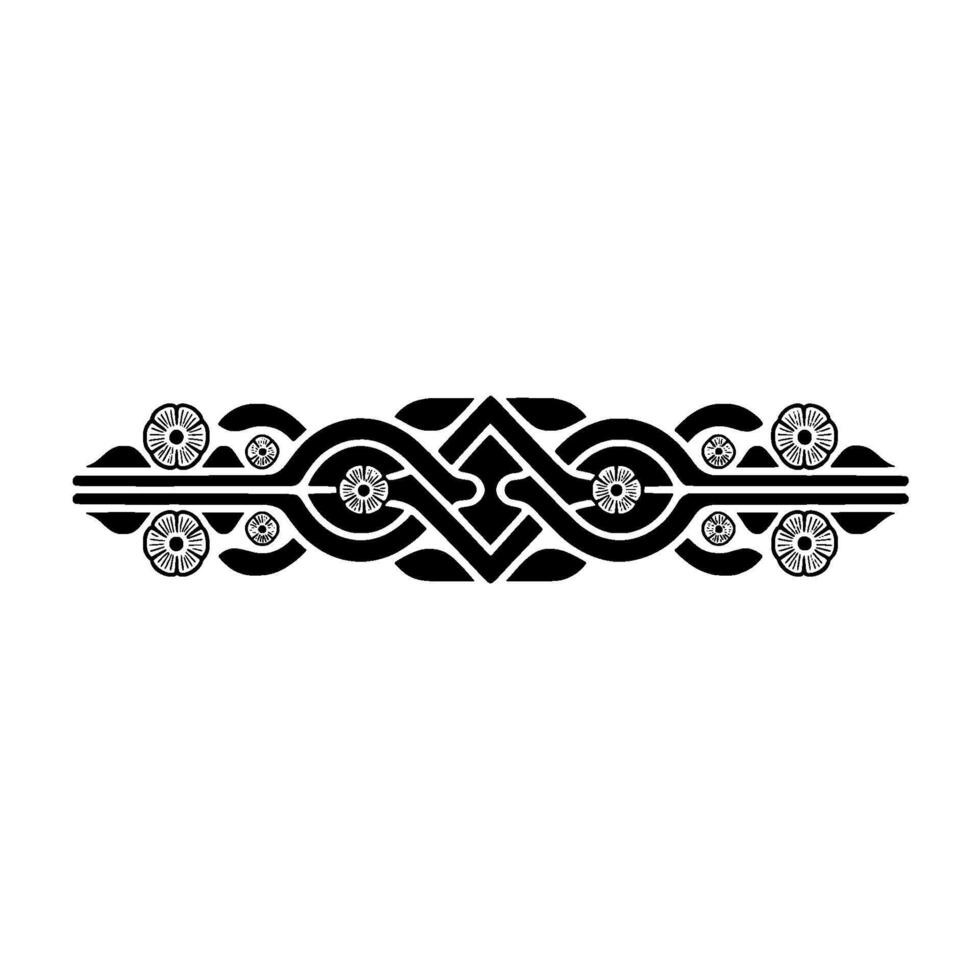 Elegant Black and White Ornament with Floral Accents vector