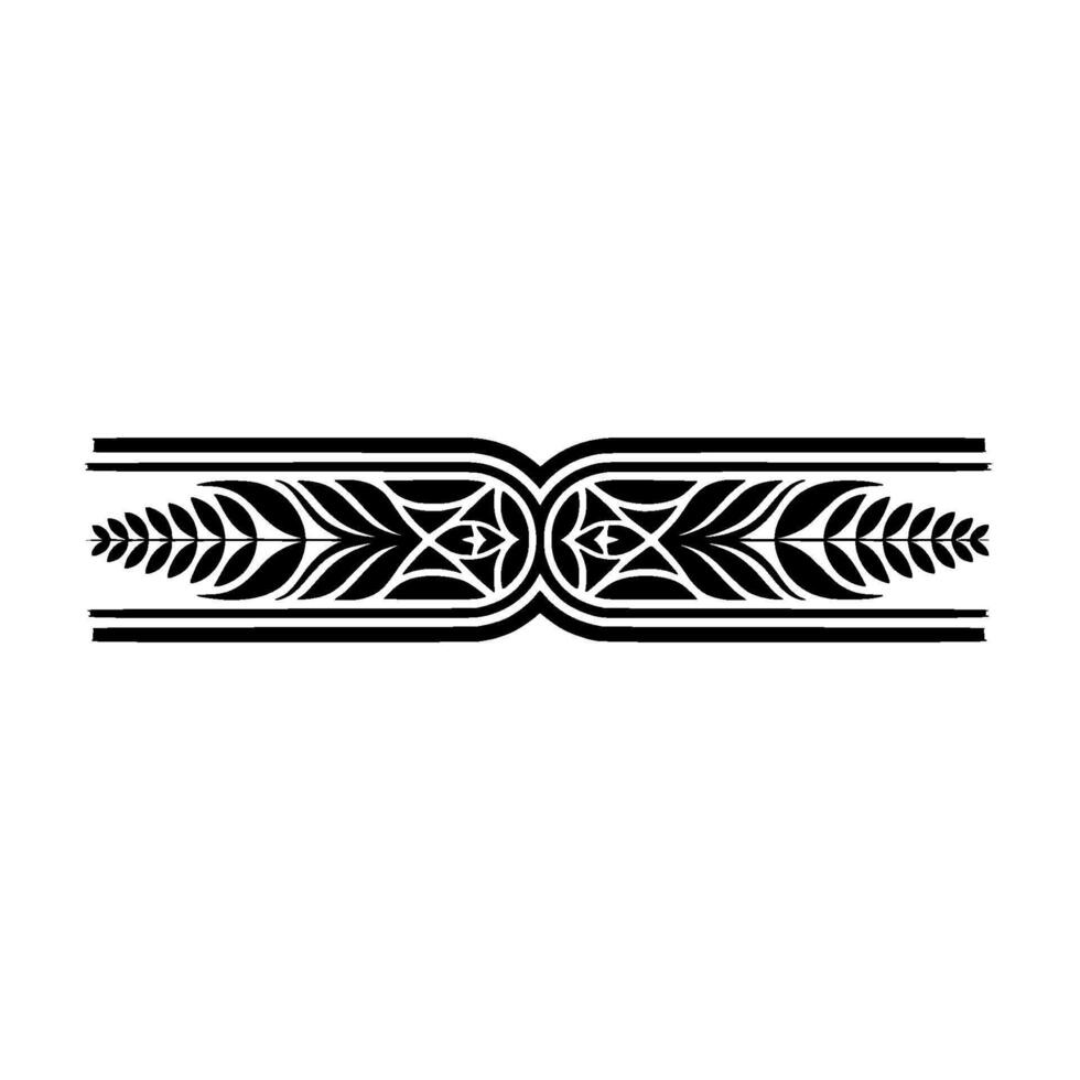 Minimalist Floral Ornament, Element, Symmetrical Border, Black and White vector