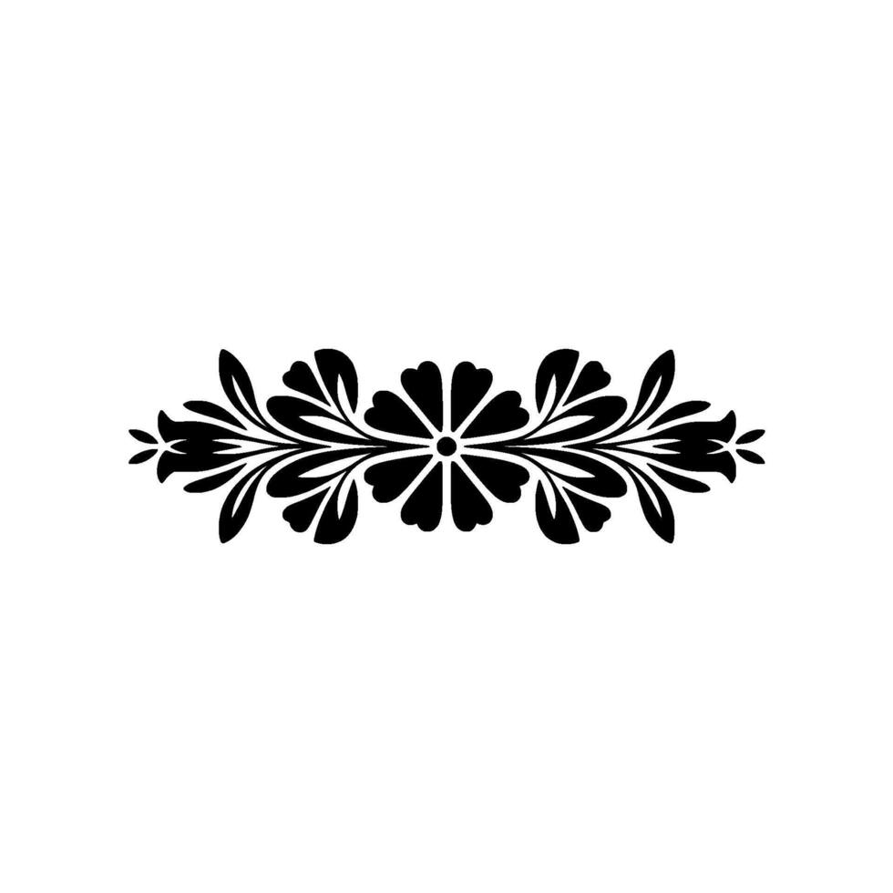 Elegant Black Floral Border Element on White Background - Decorative - Ornate vector