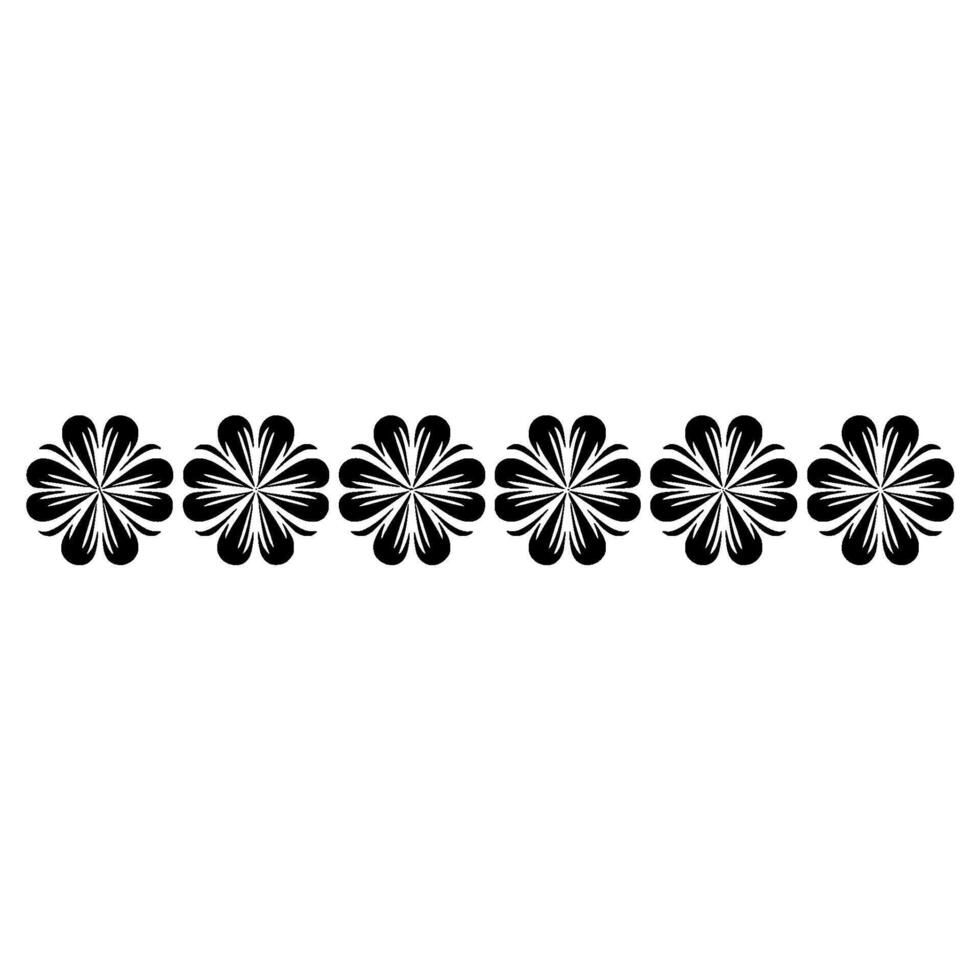 Black Floral Border Pattern on White Background - Simple vector