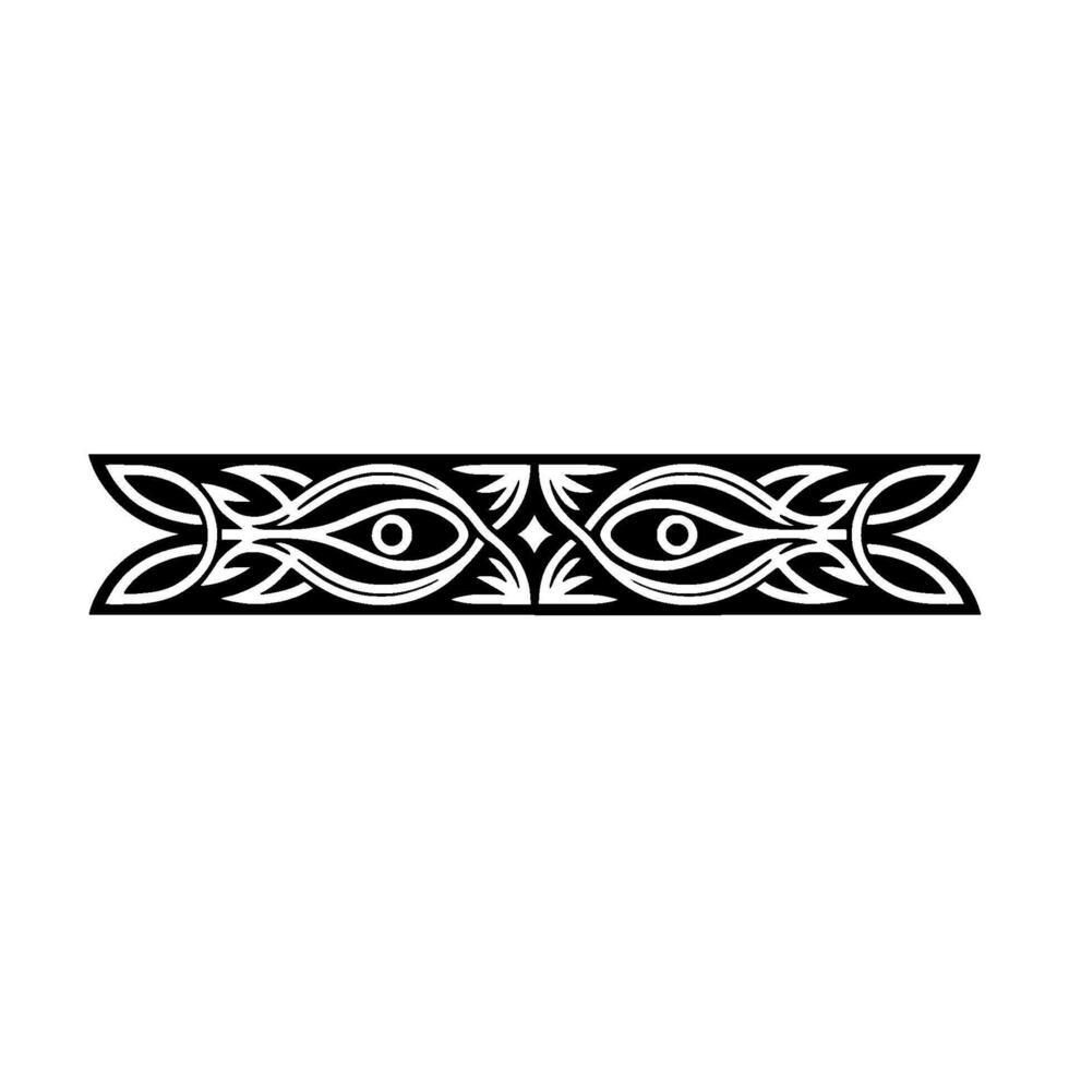 Celtic Knotwork Eye Motif Border - Black White Ornamental Pattern vector