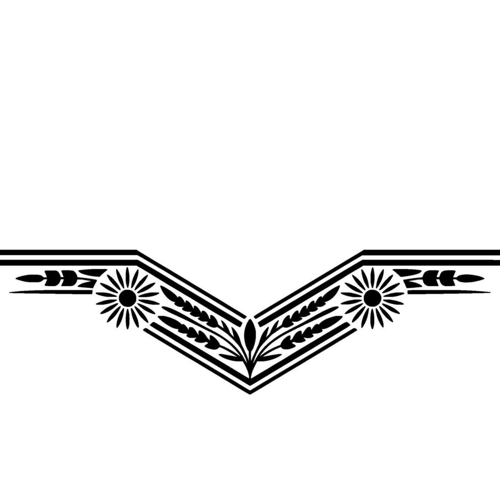 Elegant Black White Floral Border, Geometric Illustration vector