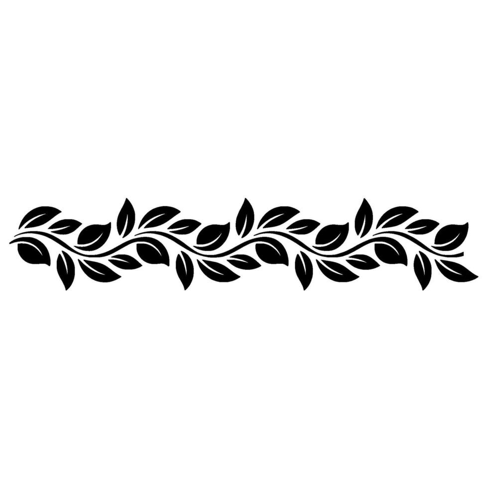 Elegant Black Leaf Vine Border on White, Decorative Floral vector