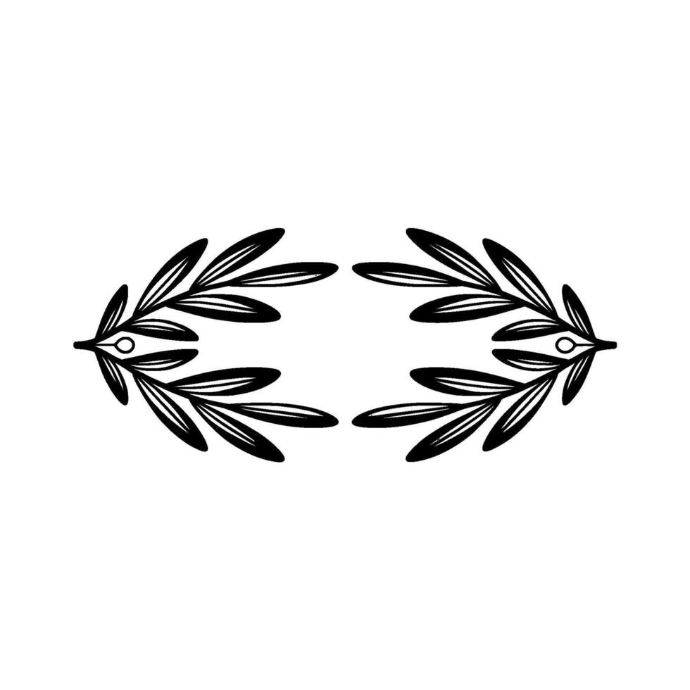 Minimalist Olive Branch Emblem, Black and Silver on White vector