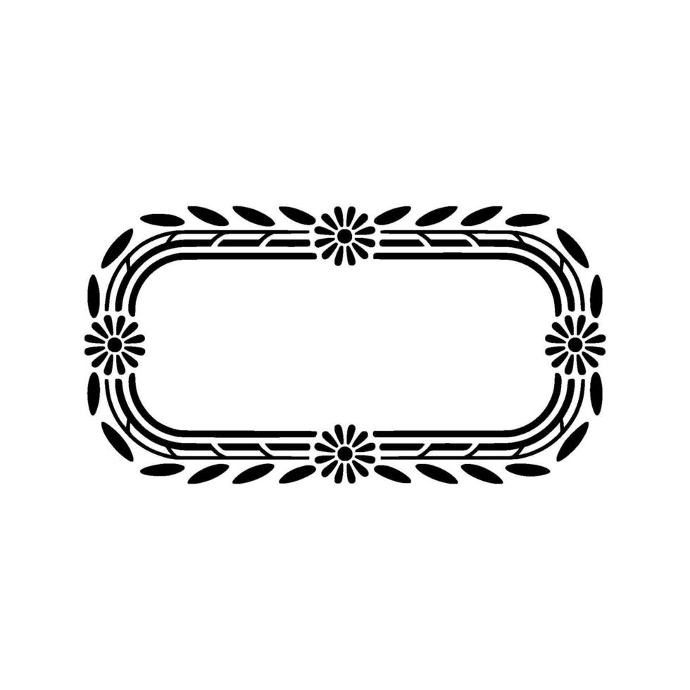 Elegant Black Floral Border Frame on Gradient Background vector