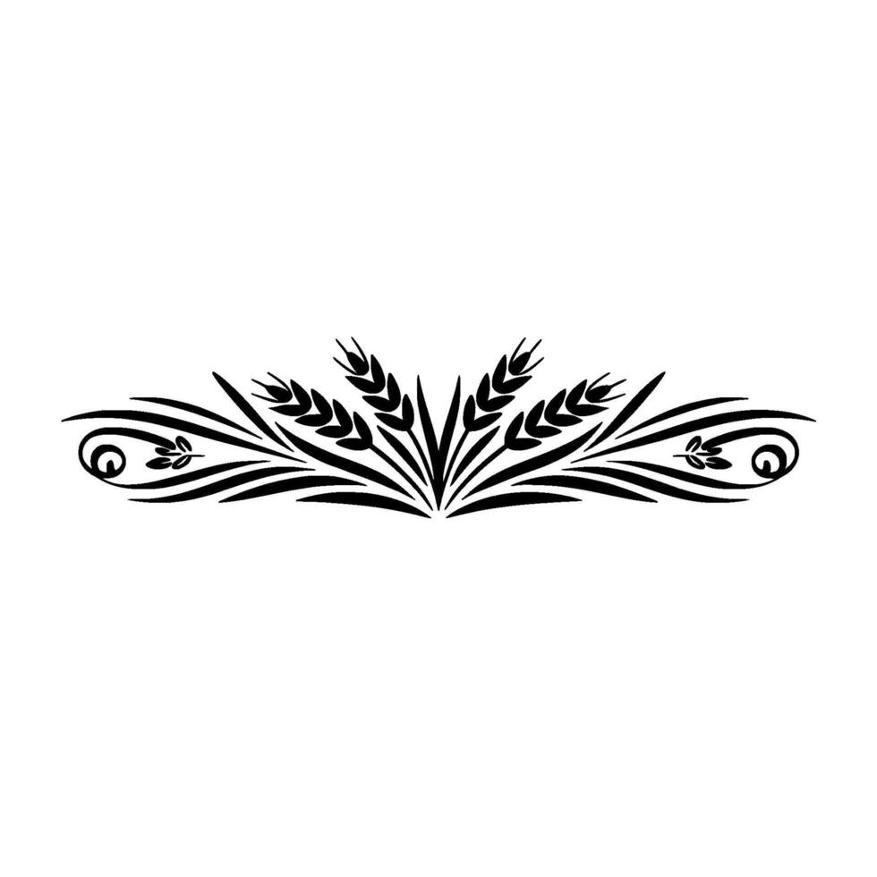 Elegant Black Wheat Border Ornament, Minimalist vector