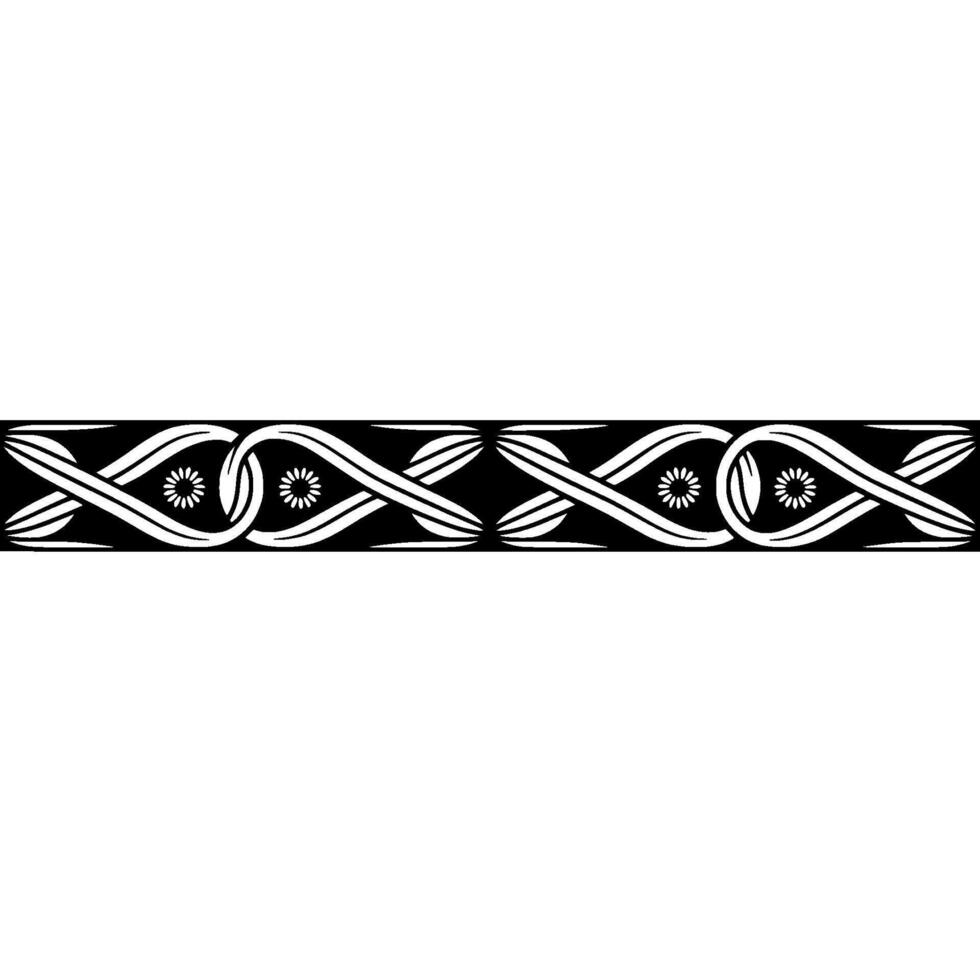 Elegant Black White Floral Pattern Border - Resource vector