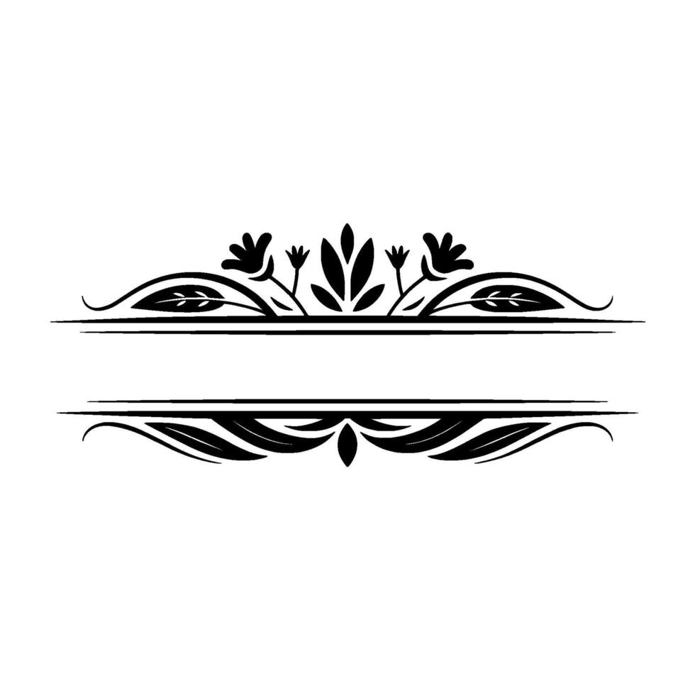 Elegant Floral Frame Black Flourish on White vector