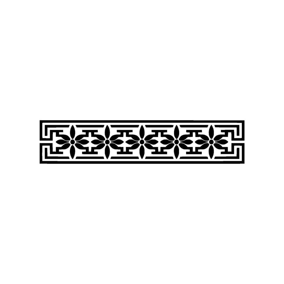 Minimalist Black Floral Border on White Background, Pattern vector