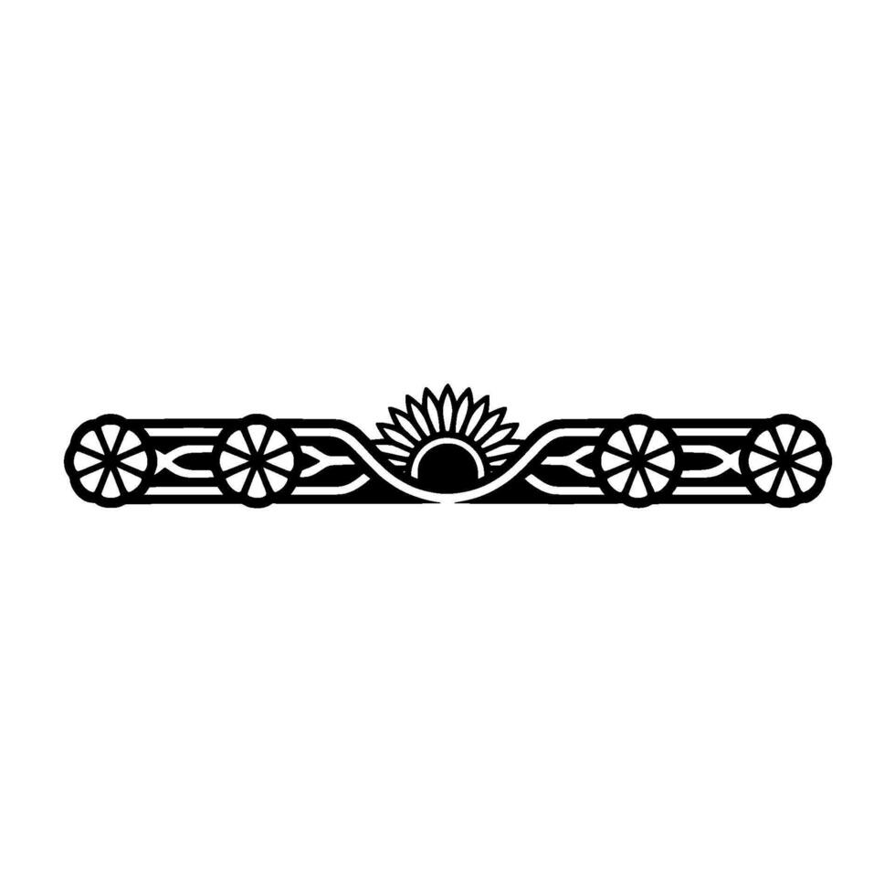 Decorative Black and White Ornamental Border with Sunflower Motif vector