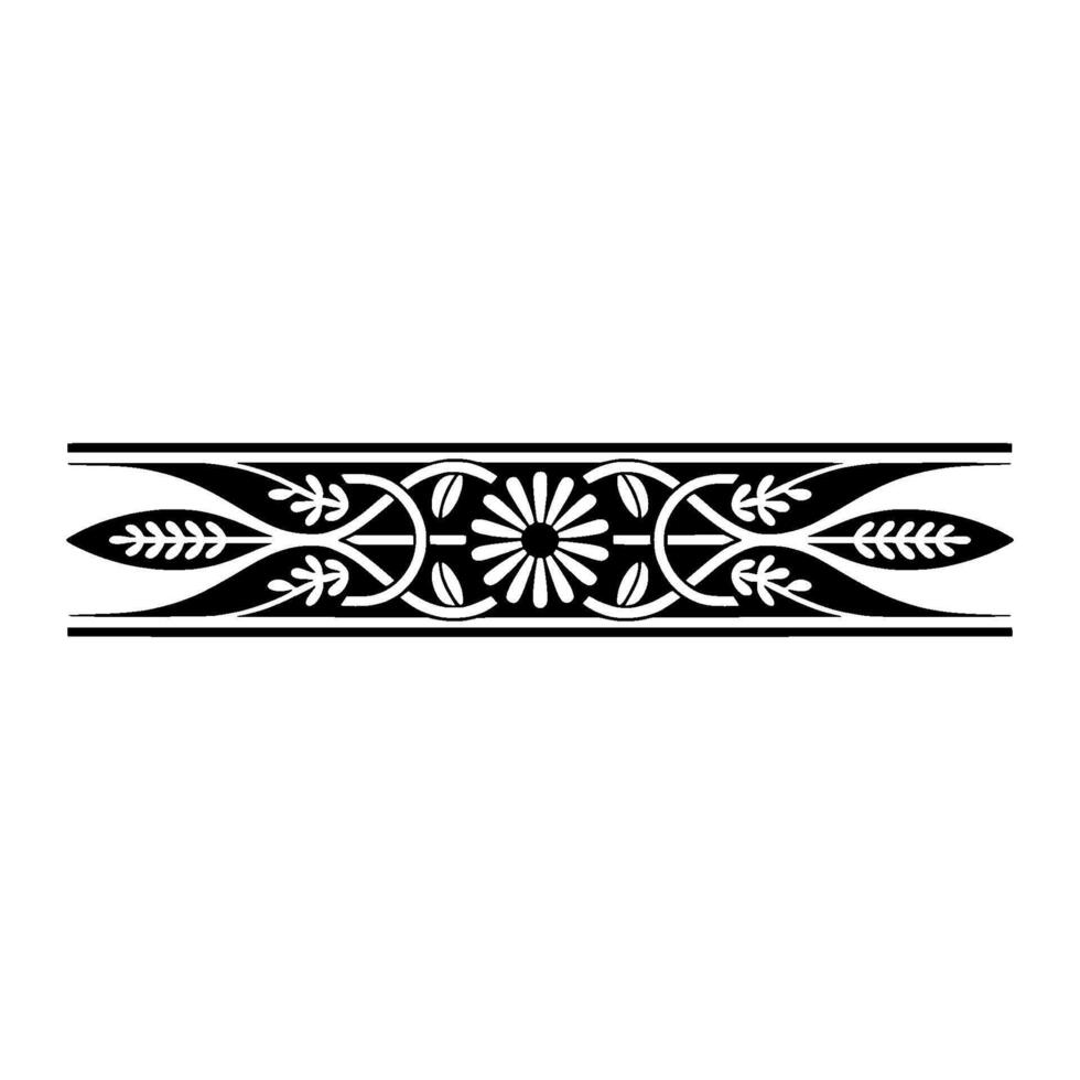 Elegant Black White Floral Border Element, Leaves vector