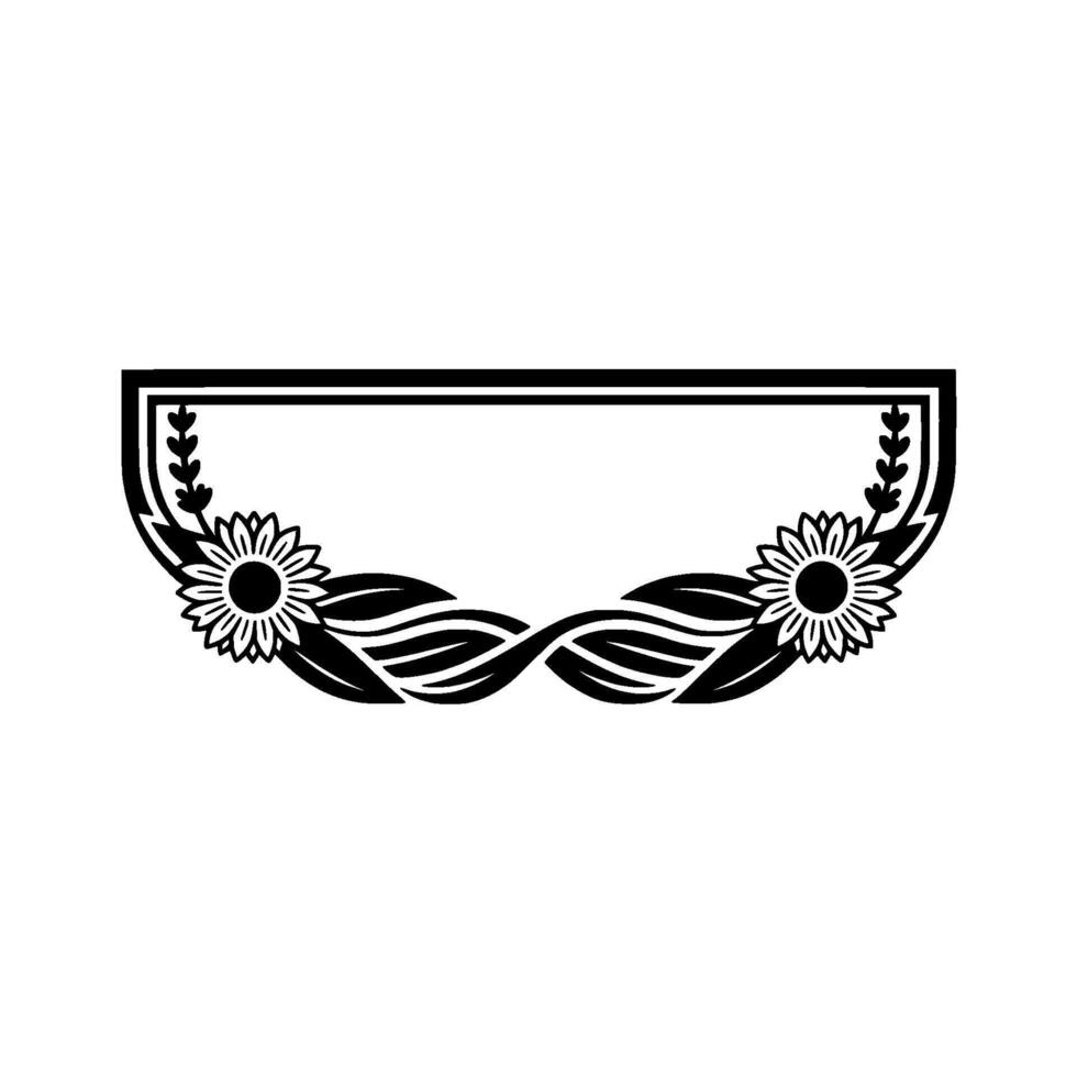 Elegant Sunflower Frame, Black and White Floral vector