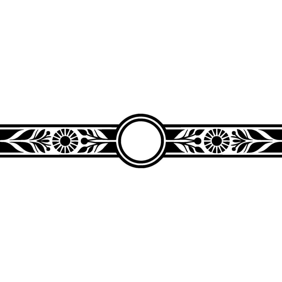 Elegant Black Floral Border with Blank Center on White Background vector