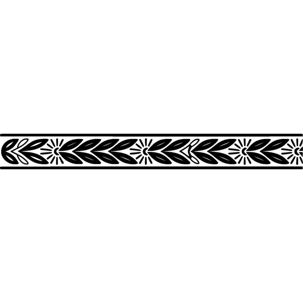Elegant Black White Floral Border Decorative Element - Minimalist vector