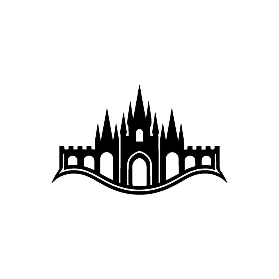 Black White Castle Minimalist, Architecture Emblem vector