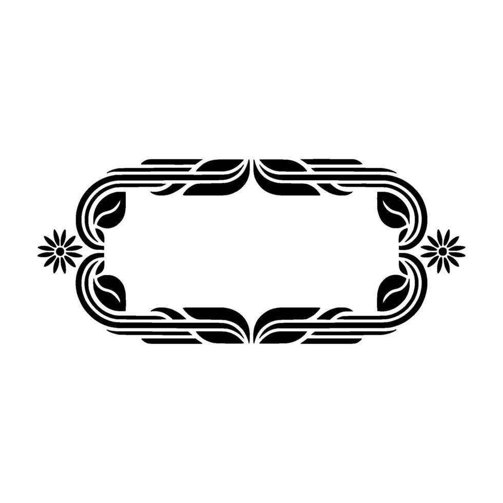 Elegant Floral Frame in Black on White, Minimalist, Decorative vector