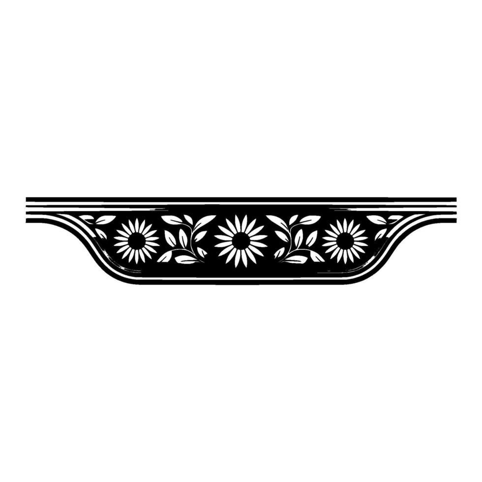Elegant Floral Border in Black and White, Minimalist Decorative Element vector