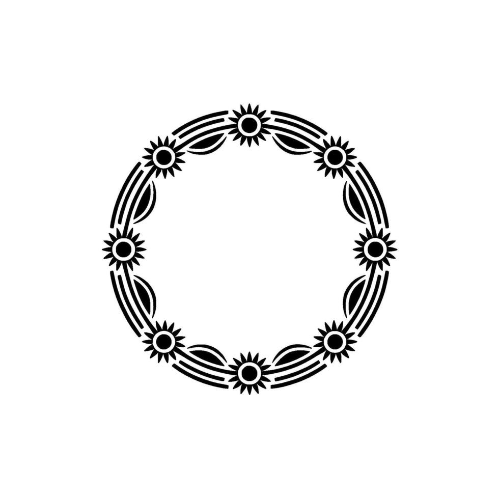 Minimalist Floral Circle Frame, Decorative Element vector