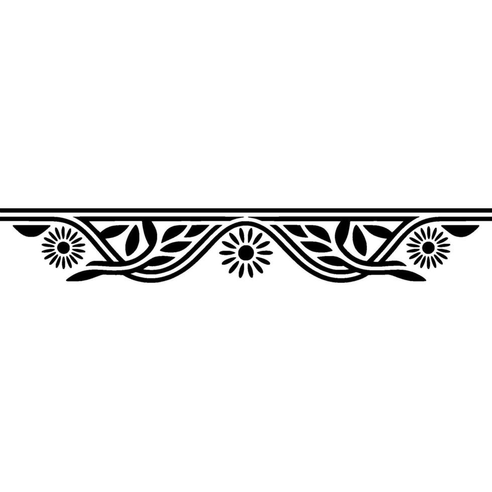 Floral Border Black and White, Decorative Element vector