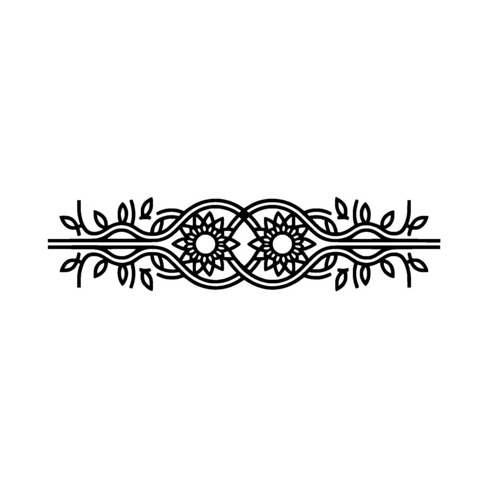 Elegant Floral Ornament, Black Line Art, Floral vector
