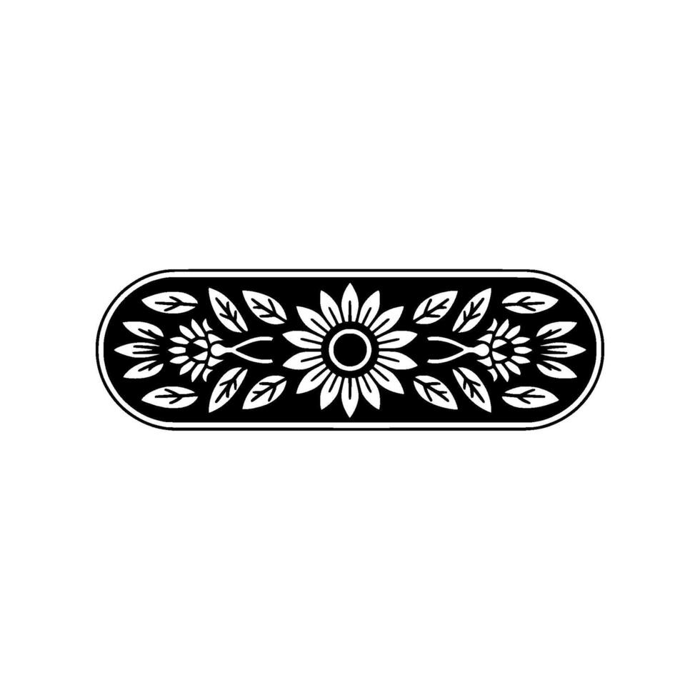Elegant Floral Ornament in Black and White - Element vector