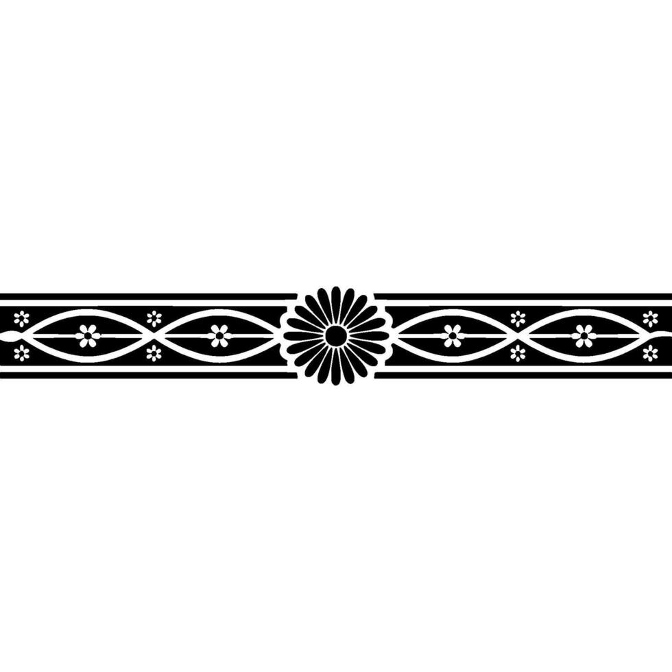 Elegant Black and White Floral Border - Pattern - Floral border vector