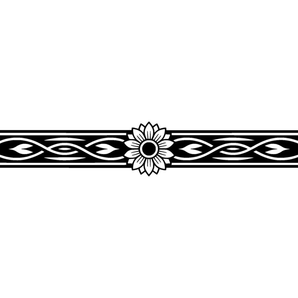 Elegant Floral Border in Black White, Centered Sunflower vector