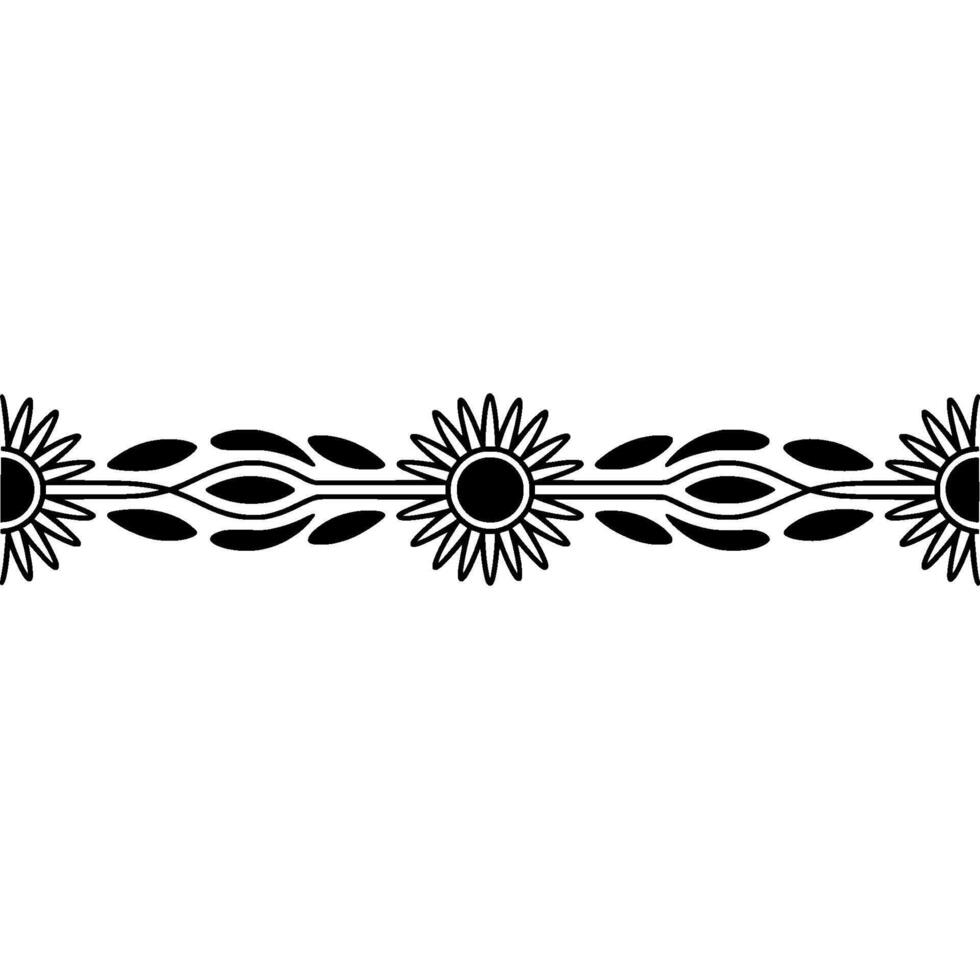 Decorative Floral Border Black and White Sunflower Pattern vector