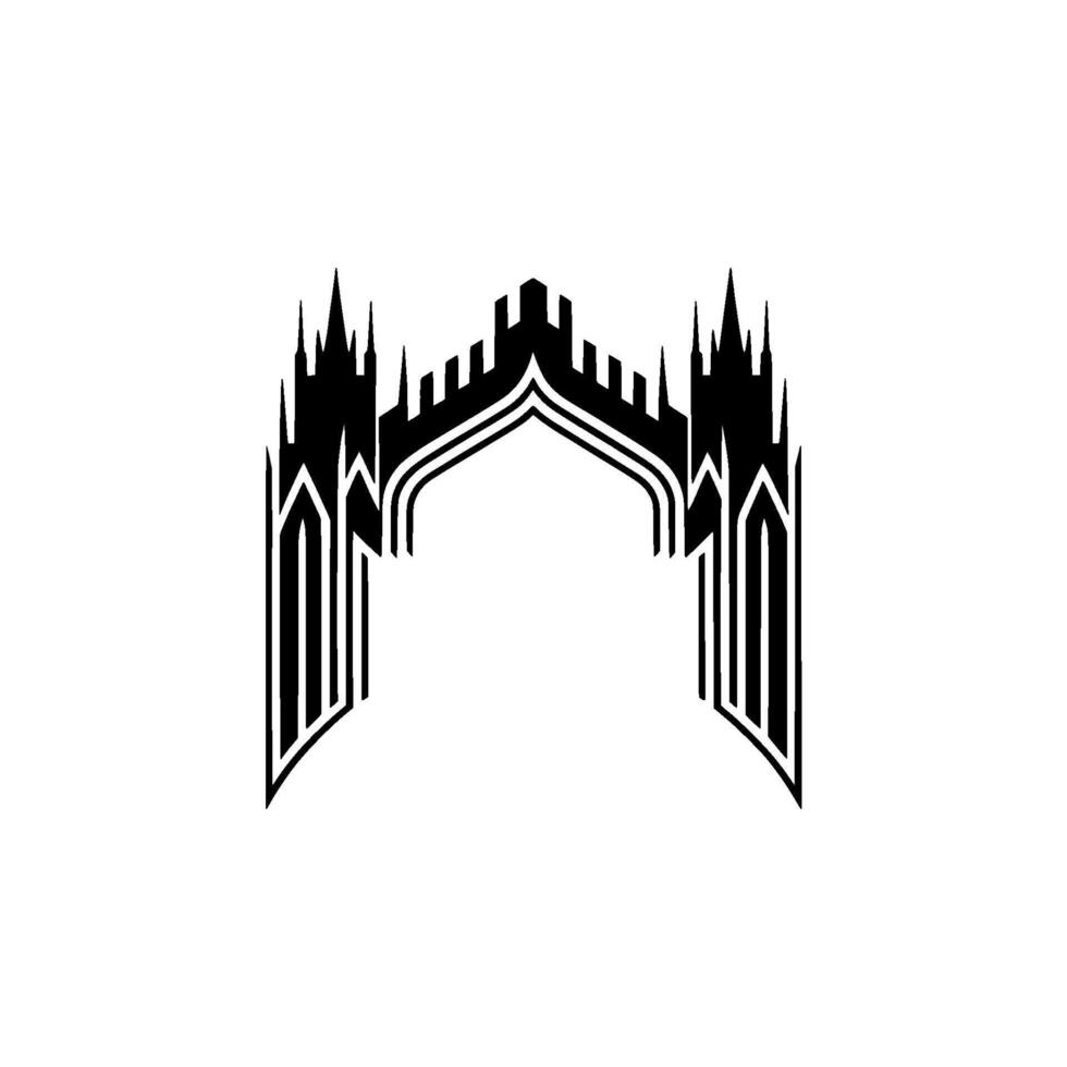 Minimalist Gothic Archway Black White vector