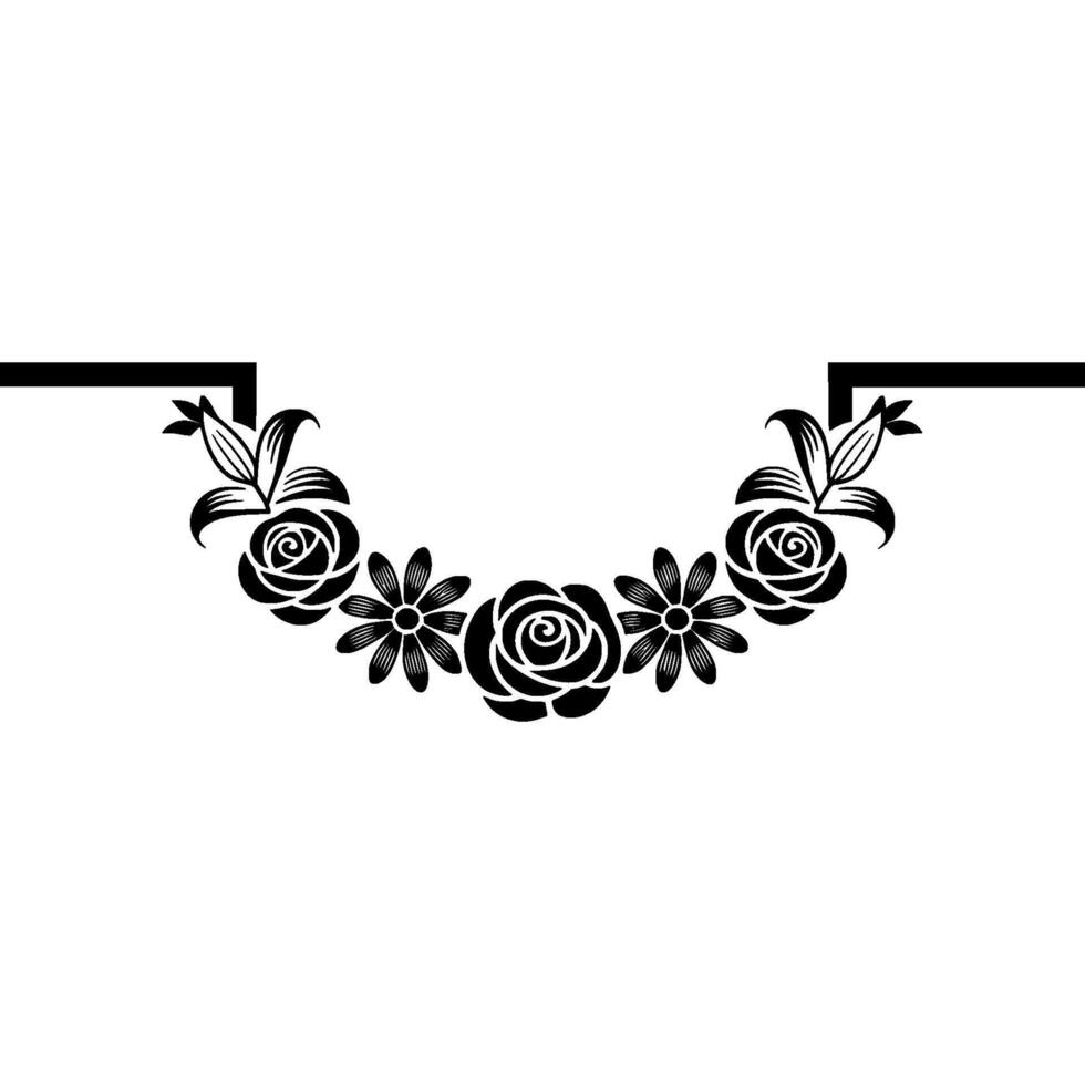 Black Floral Border Illustration, Minimalist Element vector